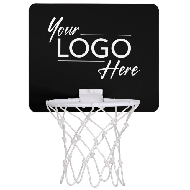 Business Logo Promotional Black Mini Basketball Hoop (Front)