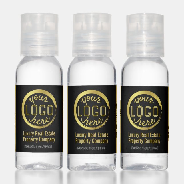 Business Logo Promotional Branding Black Gold Hand Sanitizer (Set)