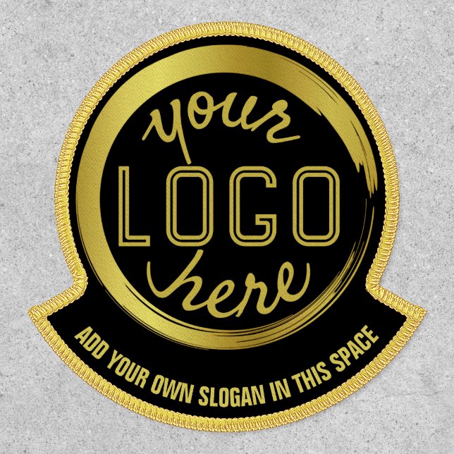 Business Logo Promotional Branding Black Gold Patch (Front)