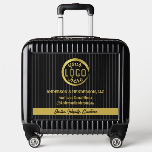 Business Logo Promotional Branding Pinstripes Gold Luggage