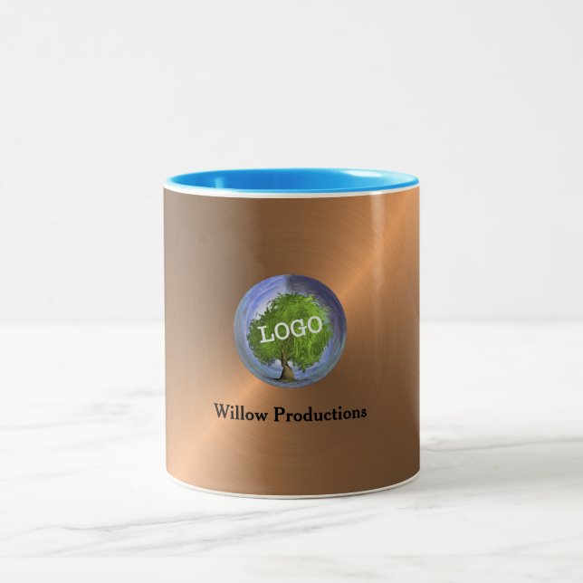 Business Logo Promotional Company Copper Two-Tone Coffee Mug (Center)