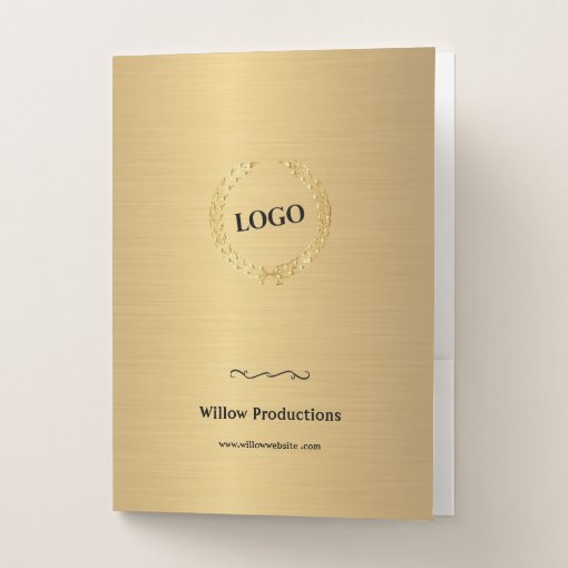 Business Logo Promotional Company Gold Pocket Folder | Zazzle