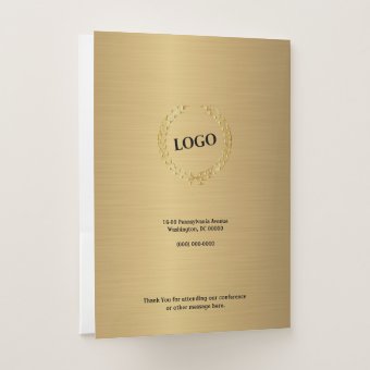 Business Logo Promotional Company Gold Pocket Folder | Zazzle