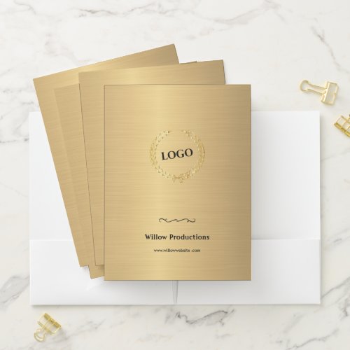 Business Logo Promotional Company Gold Pocket Folder