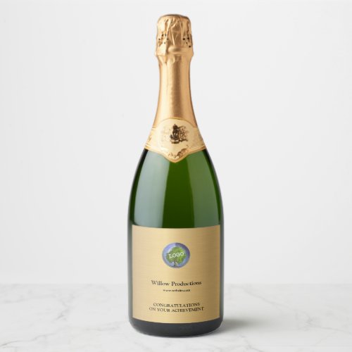 Business Logo Promotional Company Gold Sparkling Wine Label