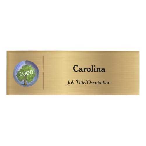 Business Logo Promotional Company Magnetic Gold Name Tag
