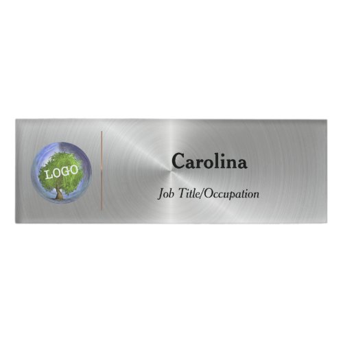 Business Logo Promotional Company Magnetic Silver Name Tag