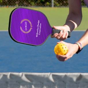 Business Logo Promotional Company Purple Pickleball Paddle