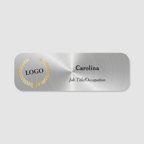 Business Logo Promotional Company Silver Name Tag