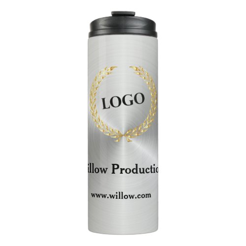 Business Logo Promotional Company Silver Thermal Tumbler
