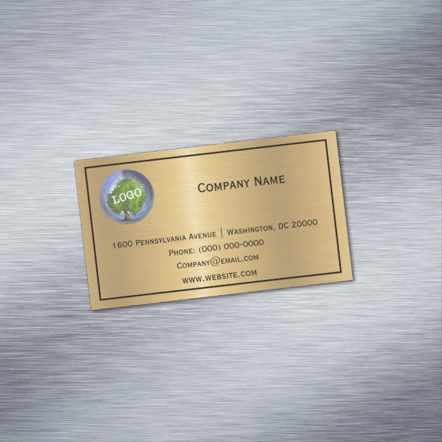 Business Logo Promotional Gold Card Magnet (In Situ)
