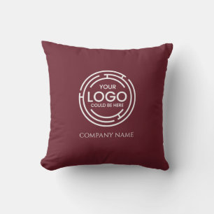  Business Logo promotional Marketing Burgundy Throw Pillow