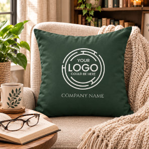 Business Logo promotional Marketing Forest Green Throw Pillow