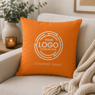 business Logo Promotional Marketing Orange Throw Pillow
