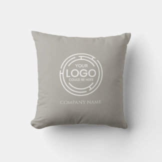 Business Logo promotional Marketing Warm Gray Throw Pillow