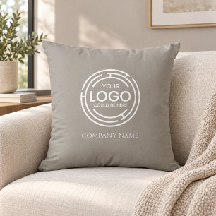  Business Logo promotional Marketing Warm Gray Throw Pillow