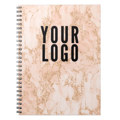 Business Logo Promotional Pink Gold Marble Notebook