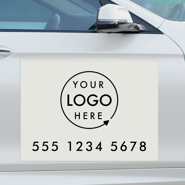 Business Logo Promotional Professional Gray Phone Car Magnet (Simple company branded car magnet signage for business promotion & vehicle brand marketing.)