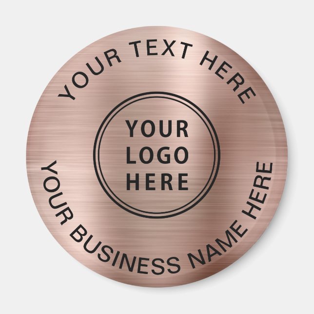Business Logo Promotional Rose Gold Magnet (Front)
