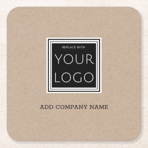 Business Logo Promotional Rustic Kraft Square Paper Coaster