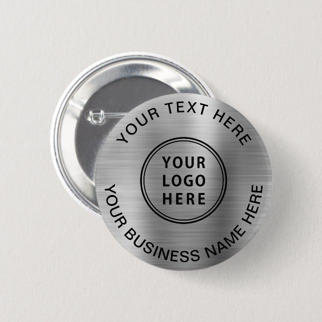 Business Logo Promotional Silver Button (Front & Back)