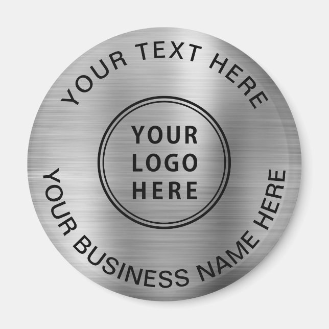Business Logo Promotional Silver Magnet (Front)