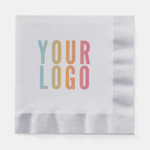 Business Logo Promotional Silver Napkins