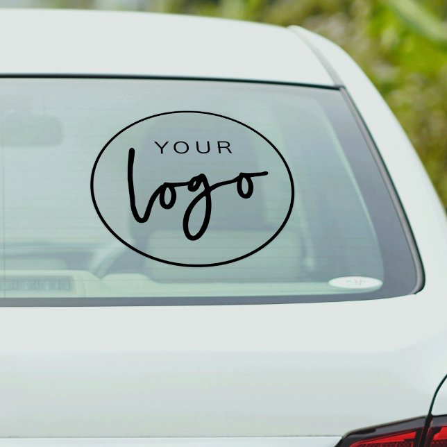 Business Logo Promotional Simple Car Bumper Window Sticker (Minimalist modern black and white business logo car bumper magnet)