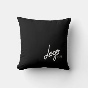 Business Logo Promotional Solid Color Black Throw Pillow