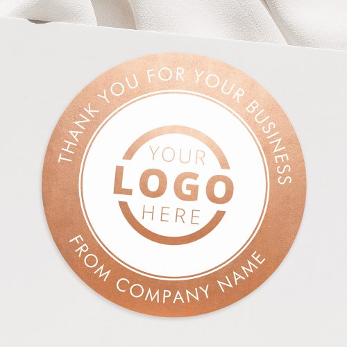 Business Logo Promotional Thank You Rose Gold Classic Round Sticker