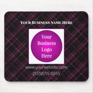 Business Logo Purple Plaid Personalized Mousepad