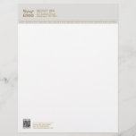 Business Logo QR Border Gold Modern Professional Letterhead<br><div class="desc">Elevate Your Brand with our Business Logo QR Border Gold Modern Professional! Seamlessly combine elegance and functionality with our taupe gray-bordered header, displaying your business essentials in gold modern minimalist typography. A tagline that acts as a decorative border and adds a touch of sophistication, while the black and white QR...</div>