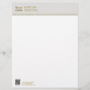 Business Logo QR Border Gold Modern Professional Letterhead