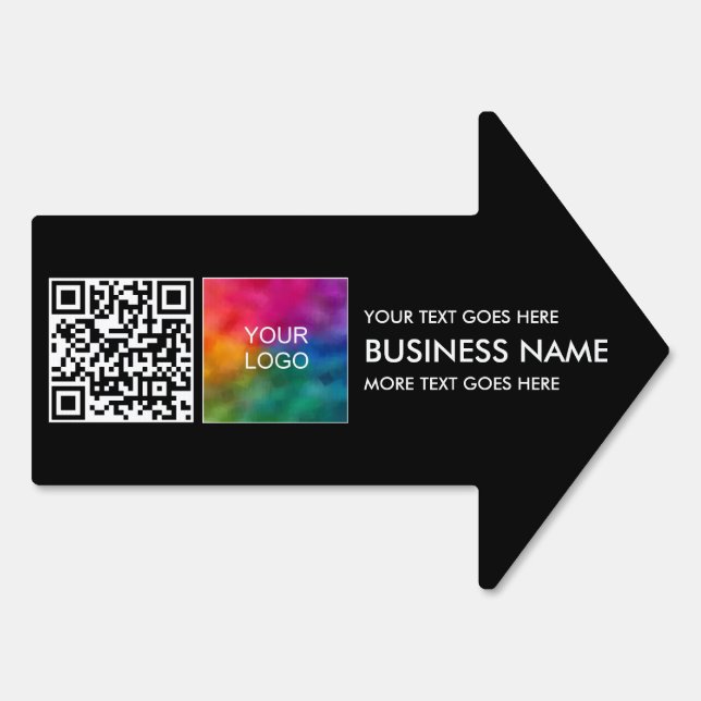 Business Logo QR Code Address Elegant Arrow Yard Sign (Back)