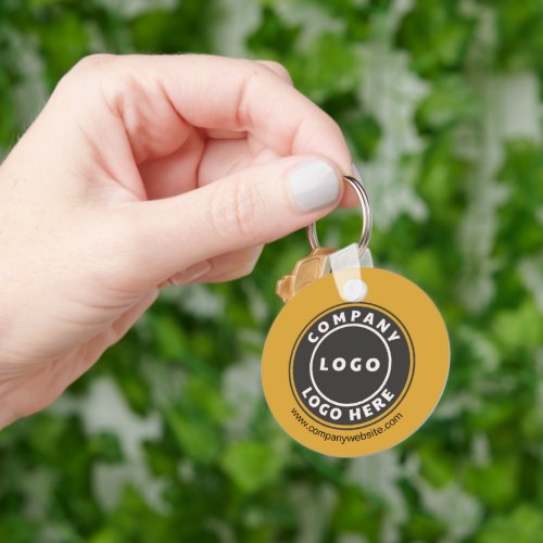 Business Logo QR Code and Company Website Employee Keychain