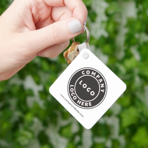 Business Logo QR Code and Company Website Keychain