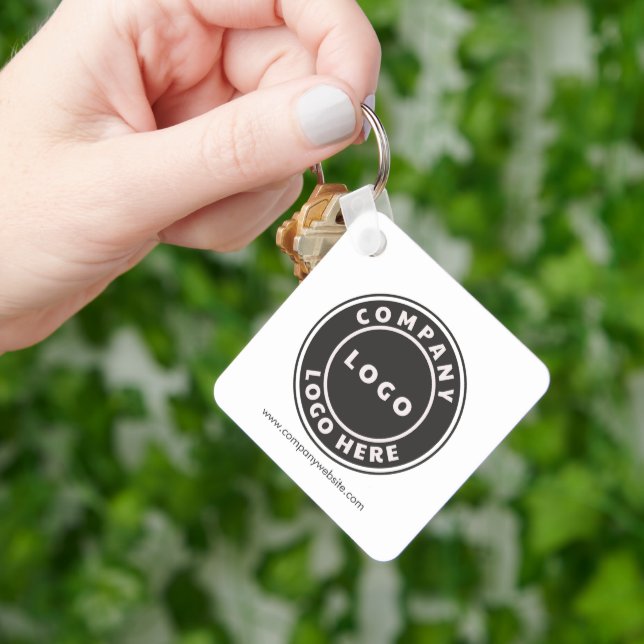 Business Logo QR Code and Company Website Keychain (Hand)