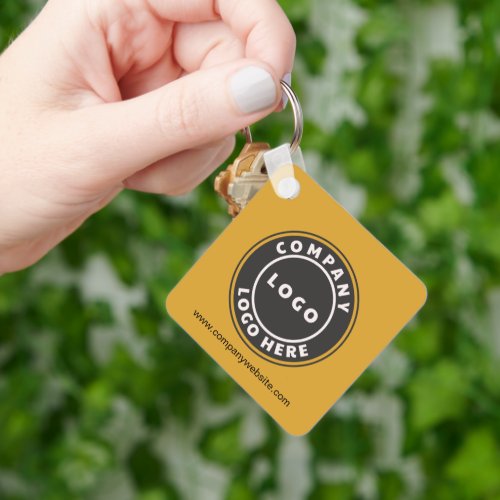 Business Logo QR Code and Corporate Website Staff Keychain