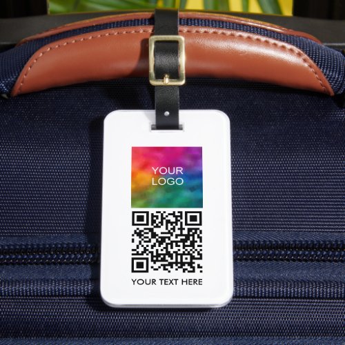Business Logo QR Code Barcode Name Text Template Luggage Tag