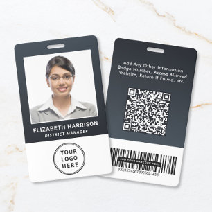 Business Logo QR Code Barcode Photo ID Badge