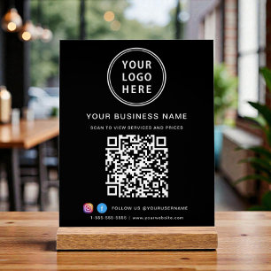 Business Logo QR Code Black Acrylic Sign