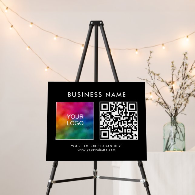 Business Logo QR Code Black Best Template Elegant Foam Board (In Situ (Stand))