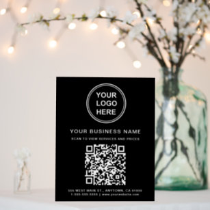 Business Logo QR Code Black Foam Board Sign