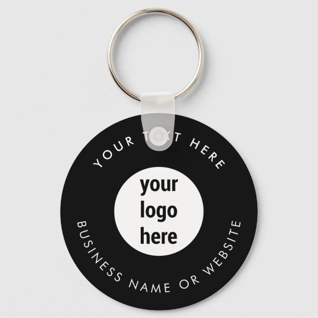 Business Logo QR Code Black Minimalist Business  Keychain (Front)