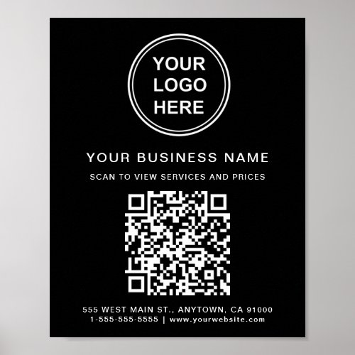 Business Logo QR Code Black Poster