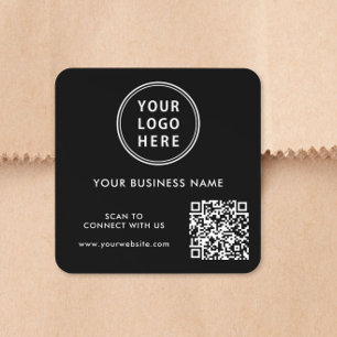 Business Logo QR Code Black Square Sticker
