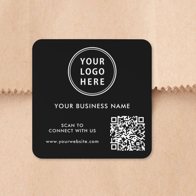 Business Logo QR Code Black Square Sticker (Creator Uploaded)