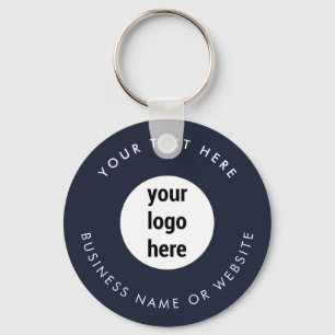 Business Logo QR Code Blue Minimalist Business Keychain