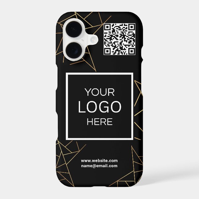 Business Logo QR Code Branding black  iPhone Case (Back)