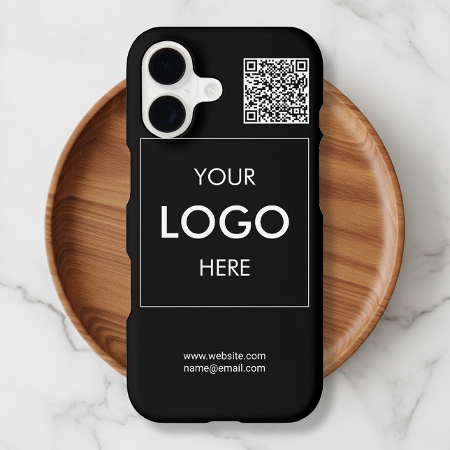 Business Logo QR Code Branding Black iPhone Case (Creator Uploaded)